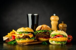 Different Burgers with Cola Fast Food
